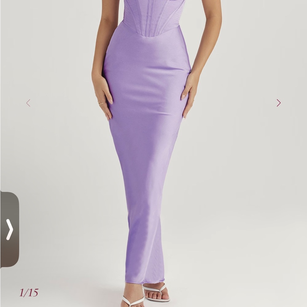 House of CB Charmaine Lavender Satin Corset Maxi Dress - Picture 3 of 8